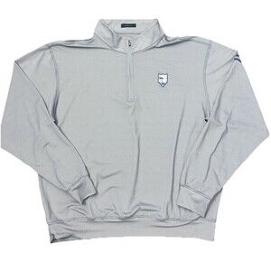 Turtleson Golf Pullover Quarter Zip Gray White Stripe Men's XL FLAW